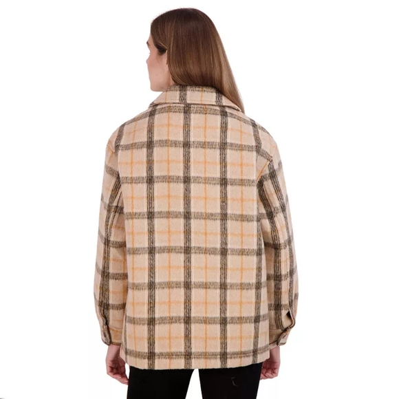 Sebby Women's Plaid Shacket in Cream and Tan, NWT, XL - Picture 2 of 2